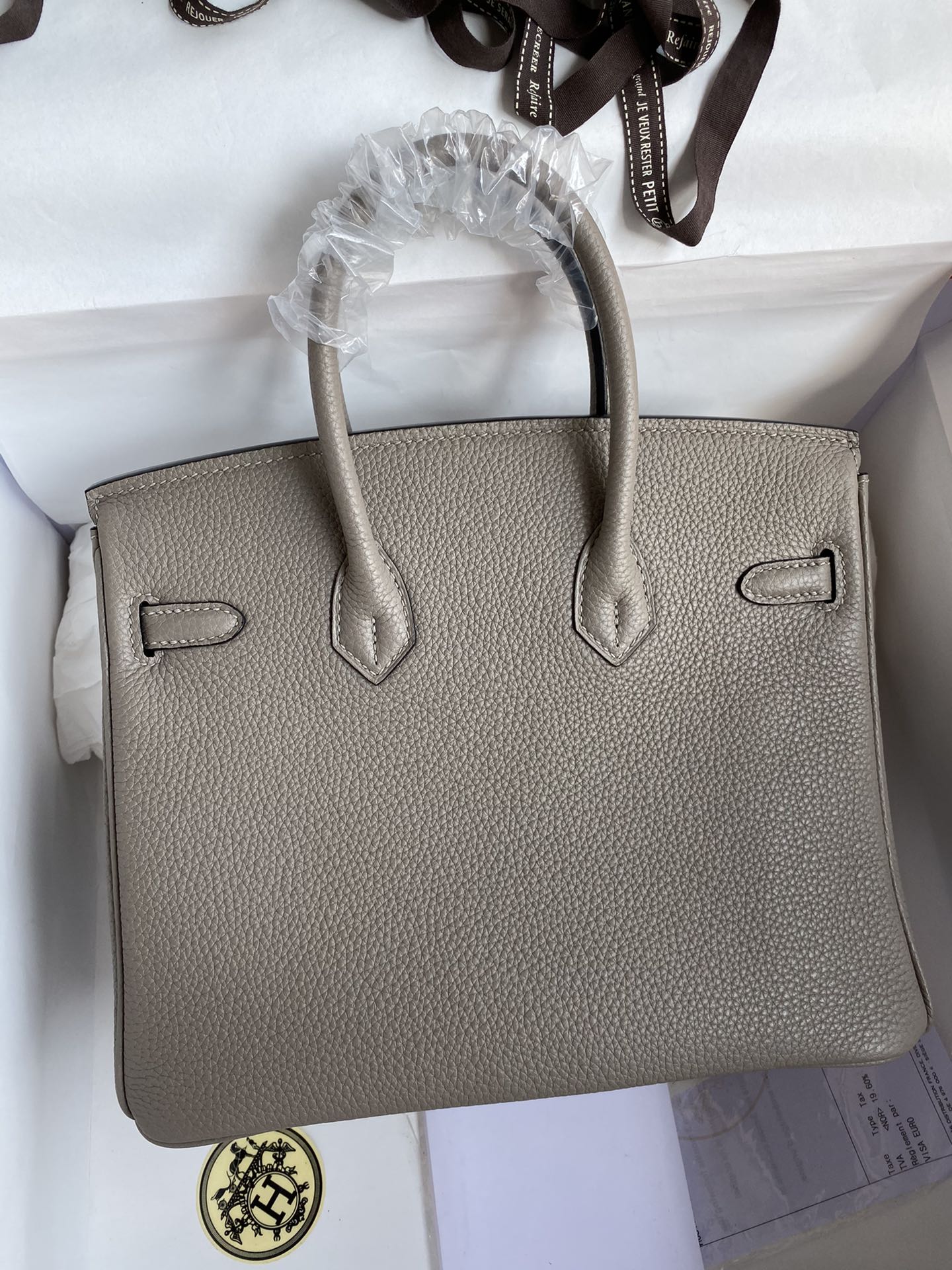 Hermes Birkin 25CM Togo Leather Handbag Gris Asphalte